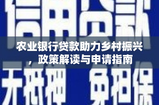 灵武农业银行贷款助力乡村振兴，政策解读与申请指南