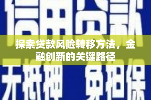 灵武探索贷款风险转移方法，金融创新的关键路径