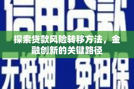 灵武探索贷款风险转移方法，金融创新的关键路径