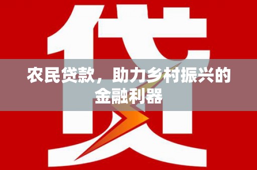 灵武农民贷款，助力乡村振兴的金融利器