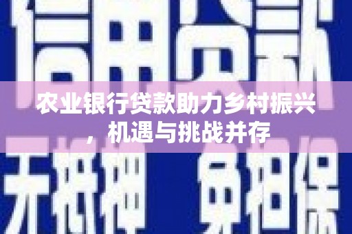 灵武农业银行贷款助力乡村振兴，机遇与挑战并存