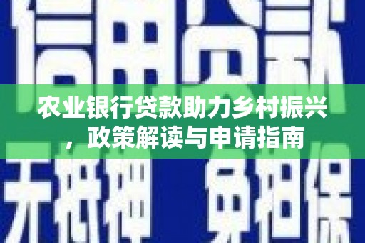 灵武农业银行贷款助力乡村振兴，政策解读与申请指南