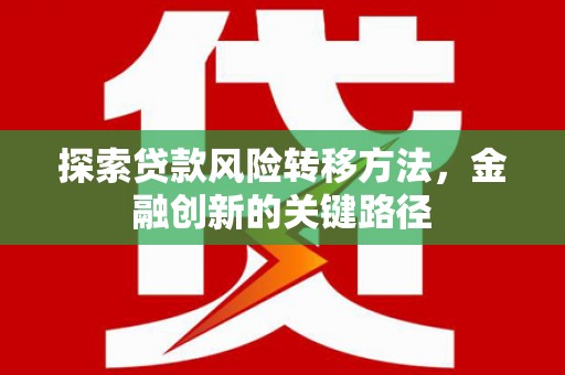 灵武探索贷款风险转移方法，金融创新的关键路径